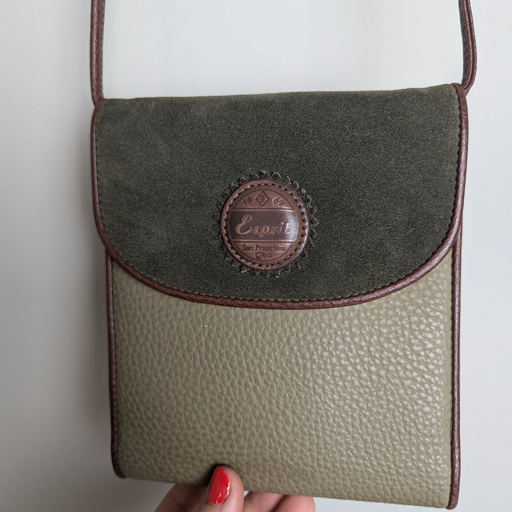 Vintage Esprit Green and Brown Crossbody Bag